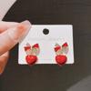 Pendientes de Diamante y Perla Estilo Retro de Hong Kong para Mujer Pendientes de Lazo Amoroso Burdeos Joyería de Oreja Nueva de Moda Venta al por Mayor