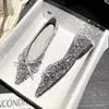 Zapatos planos de mujer estilo francés con lentejuelas de grulla de almohada blanca, nuevos zapatos planos de punta fina con un pequeño lazo, versátiles y cómodos con una suela suave