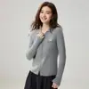 Cárdigan de Cachemira con Doble Cremallera Otoño/Invierno 2026 para Mujer Cuello Polo Capa Base Estilo Elegante Rayado Abrigo Cálido