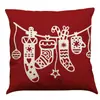 Amazon Temu Más Vendido Funda de Almohada de Algodón Estampada Roja Navideña Cojín para Sofá Cojín para Coche