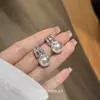 Brincos de pérola com zircônia e agulha de prata estilo francês, luxo leve, alta qualidade, modernos, simples, delicados, versáteis, brincos elegantes para mulheres