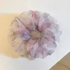 Scrunchie de Organza Amarelo Floral Estilo Floresta para Mulheres, Estilo Preguiçoso, Elástico Suave para Cabelo, Corda para Coque, Faixa de Cabelo