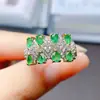 Anillo de Esmeralda Natural Popular al por Mayor de Fábrica Plata S925 Incrustado con Piedra Principal 3*4 Joyería de Lujo Venta Directa de Fábrica