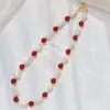Pulsera Collar de Perlas Barrocas Naturales Ágata Cornalina Set Regalo del Día de la Madre
