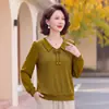 Camiseta de manga larga para mujeres de mediana edad y mayores, adecuada para usar como capa exterior, talla grande, corte holgado, elegante, cubre el abdomen, capa base de otoño
