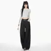 Jeans Wide Leg Antidesbotamento de Cintura Alta para Mulheres, Novo Estilo Primavera 2026, Design Único com Rebites, Calça Solta de Comprimento Total