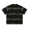 Camiseta de Manga Curta Algodão Puro Estilo Retro Americano Tie-Dye Listrado para Homens, Edição de Verão, Camiseta Tendência Bordada Texturizada de Marca Meia-Manga