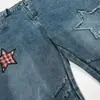 Jeans Jiayiku para Hombre 2025 Nuevo Estilo Retro Americano Bordados de Cimitarra Unisex Estilo Holgado Pierna Ancha