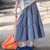 Saia Plaid de Verão para Meninas 2026 Novo Estilo Camiseta Solta com Letra Saia Longa para Crianças Mais Velhas Estilo Coreano Manga Curta Fina