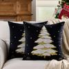 Funda de Cojín Decorativa Navideña de Reno Seleccionada Cuidadosamente, Best-Seller Transfronterizo, Estampado Dorado, Estilo Bordado de Copo de Nieve Otoño e Invierno