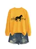 Sitio Independiente de Amazon Hecho Listo Casual Simple Cuello Redondo Corazón de Caballo Divertido Sudadera Larga de Manga Larga para Mujer Ebay Holgada