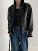 MYQ abrigo de cuero para motocicleta con cuello alto de pelo integrado para hombre, estilo coreano de invierno, chaqueta retro holgada, abrigo engrosado con relleno de algodón