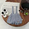 Conjunto de Muñeca Estilo Coreano para Niños y Niñas, Pantalones de Tirantes de Cuadros Estilo Linterna para Primavera y Otoño, Elegante Conjunto de Dos Piezas Estilo Academia