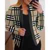 Comercio exterior transfronterizo 2023 Amazon AliExpress moda europea y americana estampado costura casual traje pequeño abrigo pequeño para mujer