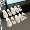 Venta Caliente Transfronteriza Baiyun Mariposa Plateada Cadena de Perlas para Uñas Parche para Uñas Moda de Lujo Ligero Estilo Elegante Uñas Portátiles
