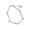 Moda coreana estilo Ins Joyería de Plata Esterlina S925 Pulsera Sencilla de Una Palabra con Textura de Puntada Apilada con Acabado de Alta Gama