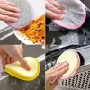 Bloque de esponja para lavar platos doméstico, no grasoso, cepillo para lavar platos de cocina, herramienta de limpieza de ollas, esponja gruesa de doble cara para limpiar la suciedad y fregar