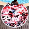 Toalla de playa redonda estampada, chal de microfibra, serie mármol, suministro directo de fábrica