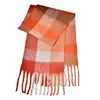 Novo Cachecol Xadrez Arco-Íris Outono e Inverno Moda Fio Loop Engrossado Quente Xadrez Franja Longo Estilo Casal