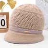 Sombrero de madre para mujeres de mediana edad y ancianas, otoño e invierno, cálido, con felpa adicional, gorro de lana tejido grueso, protección contra el frío, sombrero tipo cubo para abuela, señora mayor