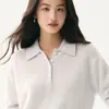 Suéter de Cachemira de Color Sólido con Cuello Texturizado, Botones, Manga Larga, Holgado, Estilo Perezoso, Tejer para Mujer
