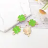 Trevo de Quatro Folhas com Gotejamento de Óleo Verde Acessórios para Joias DIY Pulseira Brincos Chaveiro Pingente de Liga Charme Acessórios