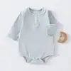 Macacão de bebê de manga comprida, coleção primavera e outono, algodão puro grau A, body para recém-nascido, pijama de puxar, roupa canelada para bebê