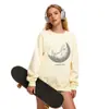 Sudadera de Algodón Pesado para Parejas, Corte Holgado, Cuello Redondo, Sin Capucha, Pulóver, Versátil, Cálida, Prenda Superior Estampada para Otoño e Invierno