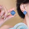 Aretes Cuadrados Azules de Onda de Agua para Mujer Verano Nuevos Aretes de Diseño Nicho 2025 Estilo Caliente Versátiles Aretes para Salir