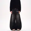 Jeans Feminino Tendência Dropshipping Casual Corte Reto, Corte Tridimensional, Lavado Solto Wide-Leg Drapeado Comprimento Total