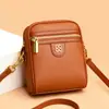 2022 Nuevo Bolso de Teléfono Móvil de Piel de Vaca de Capa Superior de Nicho para Mujer Bolso Cruzado Pequeño Casual de Cuero Genuino para Mujer Billetera Multifuncional