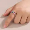 Anillo Ajustable de Zirconia con Gradiente Arcoíris de Lujo Ligero Chapado en Cobre Oro de 18 Quilates Moda Joyería Popular Transfronteriza Europea y Americana Temu