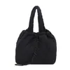 Bolsa de Ombro Bordada com Coração em Algodão Estilo Coreano para Mulheres, Grande Capacidade Nova Bolsa Tote com Cordão 2025, Bolsa de Balde Plissada