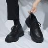 2025 Novas Botas de Outono Masculinas Estilo Britânico Botas Curtas Pretas Versátil Casual Cano Baixo Modernas Sapatos de Couro Pequenos