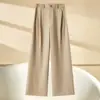 Estilo casual elegante, calça de perna larga com corte tridimensional, nova coleção de outono 2026, tecido macio, versátil para o trabalho, calça social