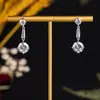 Pendientes Pequeños de Planeta Versátiles de Moda Tachuelas de Copo de Nieve Aguja de Plata Delicados Pendientes de Flor con Circonita Microincrustada para Mujer