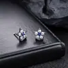 Pendientes de Racimo Completamente Diamantados de Nuevo Estilo Transfronterizos para Hombres, Modernos y Versátiles, Pendientes de Flor de Iris de Alta Gama en Forma de Cruz para Mujeres
