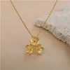 Colar de Flor de Miosótis Design Original Chinês Estilo Literário Retrô Joia de Prata Esterlina S925 Corrente para Clavícula Banhada a Ouro