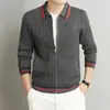 Cárdigan de punto Puyuan para otoño e invierno para hombre, estilo TB old money, casual, de alta gama, tejido de punto moderno para hombre