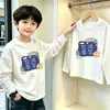 Nueva camiseta de manga larga de primavera y otoño para niños, estilo coreano, con estampados de dibujos animados geniales y modernos, adecuada para niños mayores