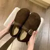 Sapatos Birkenstock com Solado Grosso para Aumento de Altura e Cobertura Total para Mulheres, Novo Estilo Outono e Inverno 2026 Mocassins Birkenstock de Calçar Fácil com Forro de Lã para Aquecimento