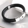 Pulseira Masculina Europeia e Americana Simples e Versátil de Corda de Couro de Camada Dupla com Fecho de Gancho para Mulheres 12mm Pulseira Personalizada de Aço Inoxidável com Logotipo a Laser