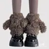 Calcetines de Peluche Enrollables de Lana Lindos para Mujer, Calentadores de Pierna Cortos para Otoño e Invierno con Orejas de Perro, Calcetines Peludos Lolita Cálidos