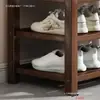 Zapatero Multicapa Engrosado de Madera Maciza para Entrada de Casa, Banco Zapatero de Pie con Asiento, Zapatero Económico Multicapa de Lujo Europeo