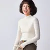Suéter de lana con cuello medio sin costuras y lentejuelas para mujer, diseño de una sola pieza con finas lentejuelas brillantes, suave y elegante, adecuado para capas de otoño e invierno