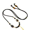 Cordão de Pingente Tecido à Mão Estilo Étnico Retrô Simples Dente de Tigre Conta Dzi Unissex Colar de Ágata Corda para Pendurar Thangka