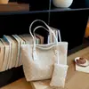 Bolsa Tote Texturizada com Estampa Vintage para o Dia a Dia, de Ombro, Moda Europeia e Americana Feminina, Nova Moda 2026, Bolsa de Grande Capacidade