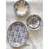 Plato Británico Original de Comercio Exterior Jbs Azul y Blanco de Cerámica con Color Bajo Esmalte Estilo Occidental para Filete, Plato de Cena, Tazón de Postre para Uso Doméstico