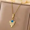 Venta Caliente Transfronteriza Collar de Acero de Titanio para Mujer Ojo Turco Azul Ojo del Diablo Colgante Cadena para Clavícula de Lujo Sutil Joyería