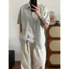 Camisa de trabajo de manga corta de algodón puro para hombre, estilo juvenil de verano, camisa casual estilo Japanese cityboy, top para pareja